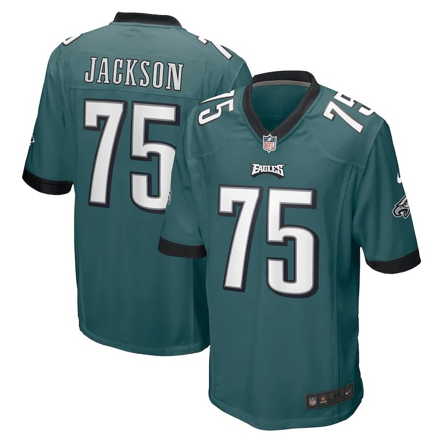 Men Philadelphia Eagles 75 Tarron Jackson Nike Midnight Green Game NFL Jersey